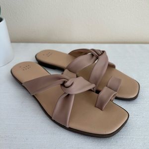 New A new day Blush/Nude Faux Leather Crisscross Slide Flat Sandals Woman’s 9.5